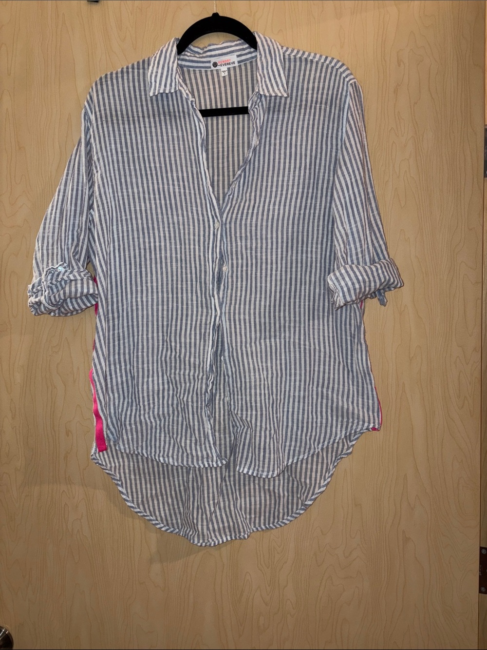 Sundry Blue and White Striped Button-Down Shirt